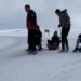 Ardahan’da köyde çocukların kızak keyfi