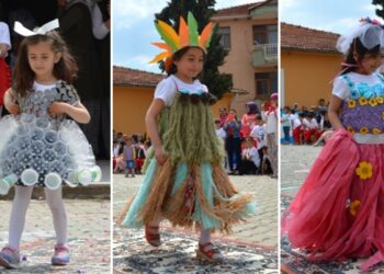 Minik öğrencilerden sıfır atık defilesi