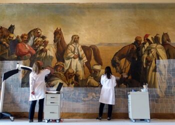 Çölde Av tablosunun restorasyon çalışmaları sürüyor