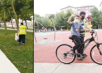 Babasına çöp toplamada yardım etti bisikleti oldu