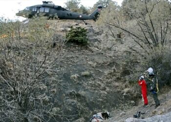 Dere yatağına düşen inek jandarma helikopteriyle kurtarıldı