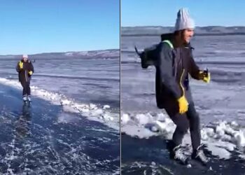 Kanadalı mucit, motorlu sırt çantasıyla kayarken görüntülendi