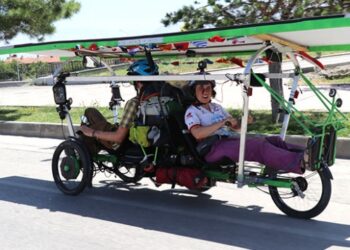 Güneş enerjili bisikletle Fransa’dan Erzincan’a